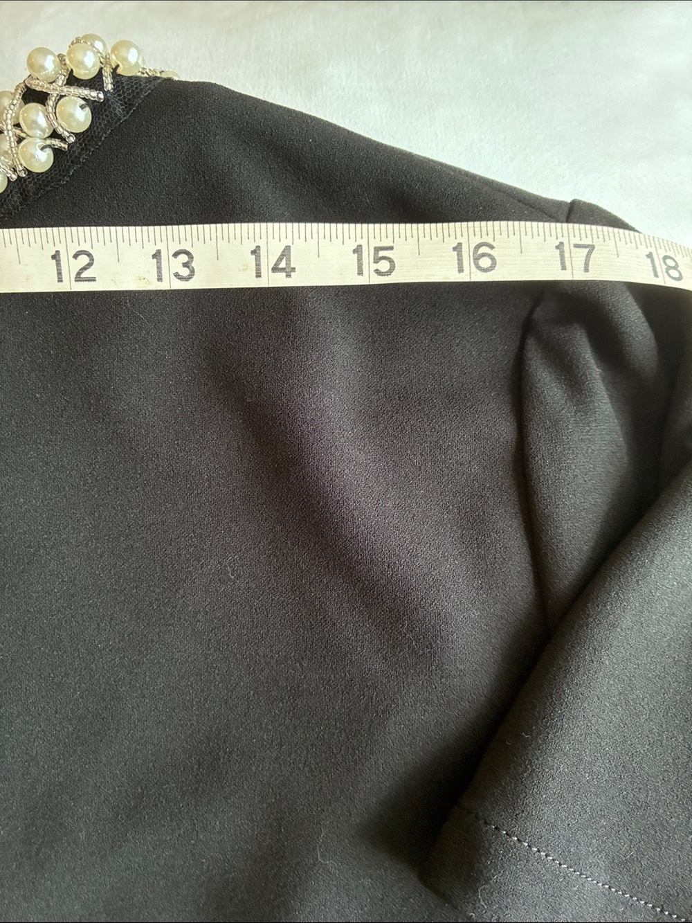 Ming Wang Black Midi Shift Dress with Faux Pearl Accents - Picture 6 of 7
